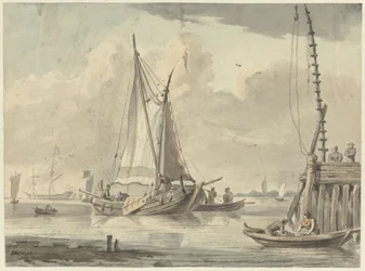 Sailing Ships on the River near Dordrecht