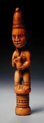 Figure in European Dress Holding a German Stoneware Jug, Congo, Early 19th Century