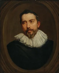 Portrait of a man in a painted oval