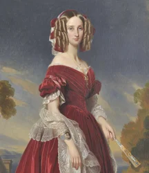 Portrait of Queen Louise Marie in a red dress