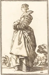 Noble Woman in Profile with her Hands in a Muff