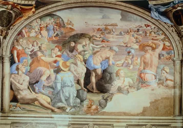 Crossing Red Sea, fresco by Agnolo Bronzino
