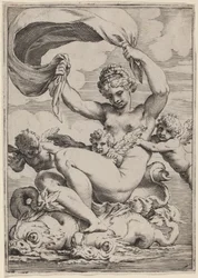 Venus or Galatea Supported by Dolphins