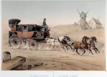 The trunk post deserving the city of Saint Etienne. Lithography by Albert Adam. 19th century. Paris, Musee Carnavalet