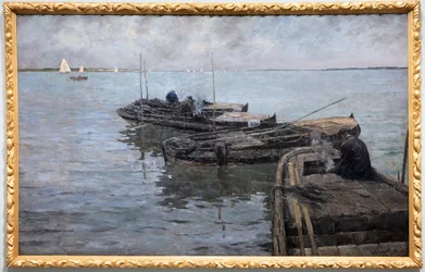On the Lower Scheldt, Last Rays, Fishermen Moored