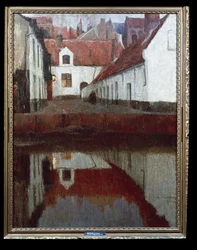 Small courtyard in Flanders at dusk