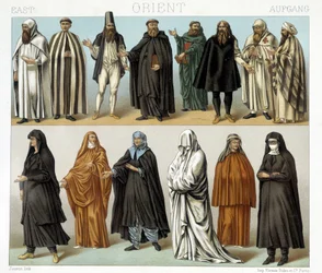 Costumes of Monks and Religious in the Middle East in the 19th Century. Illustration in 