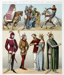 Costumes of the Middle Ages in France. Illustration in 