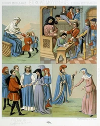 Middle Ages: Mother and Children, a Court of Law, a Marriage - in 