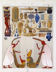Various antique objects of Egypt - in The historical costume by Racinet