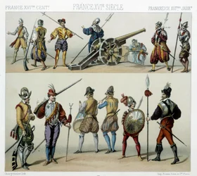 Warriors in the 16th century - in The historical costume by Racinet