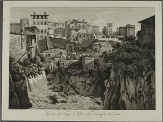 Scene of the Temple of Vesta at Tivoli Facing the Cascades