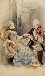 Couple Having a Conversation, Rococo Attire