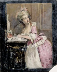 Lady Writing, Study II for the Rococo Lady
