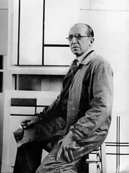 Piet Mondrian in His Studio at 26 Avenue du Depart