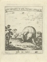 Das Escaping from Wolves (series title: Moralizing Love Emblems, Devises et emblesmes d