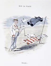 Cartoon on leisure at the beach in Etoile de mer by Guillaume 1900