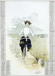 Woman on a bicycle - drawing by Guillaume, calendar