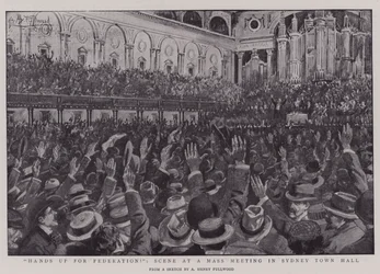 Hands Up for Federation!, Scene at a Mass Meeting in Sydney Town Hall