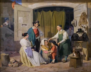 Roman Peasants Buying a Hat for Their Little Son, Who is to be an Abbate