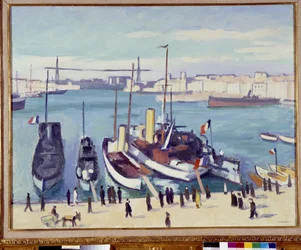 The port of Marseille with the ferry bridge