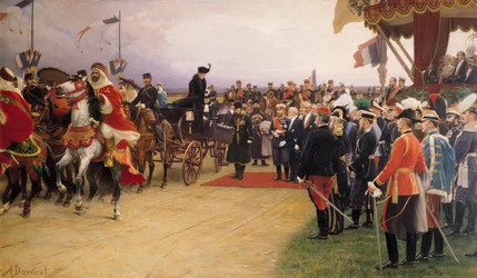 President Emile Loubet Welcoming Tsar Nicolas II and Tsarina Alexandra to the Camp at Betheny, 21st September 1901