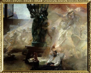 The death of Jean Baptiste (Jean-Baptiste) Carpeaux (1827-1875), French sculptor. Painting by Albert Maignan (1845-1908)