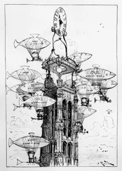 Anticipation: the airport station of the Saint-Jacques Tower - in 