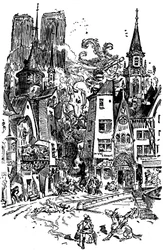 Giant Gargantua walks through Paris, sowing panic and destruction