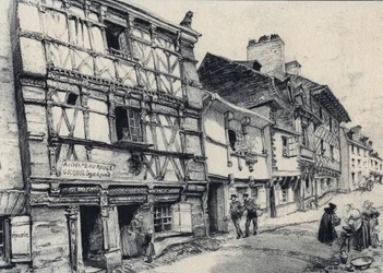 Rue Fardel in Saint Brieuc - Old France - Brittany - Text, Drawings and Lithographs, by Albert Robida (undated end 19th century)