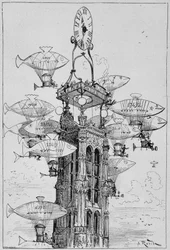 The aerocabs station of the St. James Tower by Robida