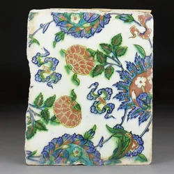 An Iznik polychrome pottery tile, Ottoman Turkey, Late 16th century