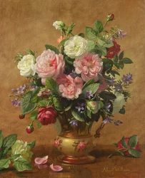 Roses in a Rose-Enamelled Vase
