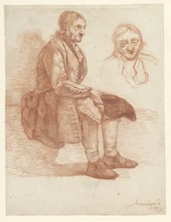 Seated Old Man, Facing Right, Head Repeated