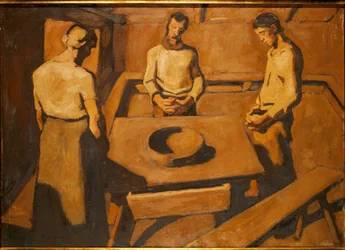 Peasants praying at a table