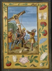 Leaf from a Book of Hours: The Raising of the Cross
