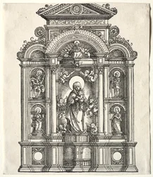 Great Altar with the Virgin, in a Border with Saints Christopher, George, Barbara, Catherine