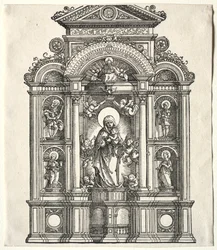 Great Altar with the Virgin, in a border with Saints Christopher, George, Barbara, Catherine