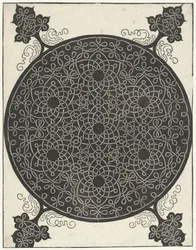 Embroidery sample with seven flower-shaped motifs
