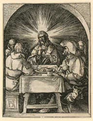 Christ in Emmaus, sheet 33 from the series “Small Woodcut Passion”