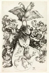 Coat of Arms with Lion and Rooster