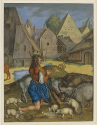 The prodigal son tends the swine