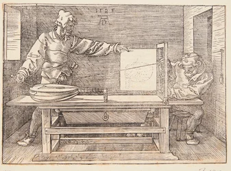 Draftsman Drawing a Lute