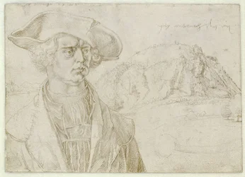 Male Bust Portrait (Aert Bruyn?) and Landscape near Andernach