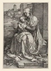 Mary seated with the Child before a wall