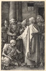Peter and John Healing a Lame Beggar in the Temple (Engraved Passion)