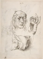 Self-portrait, Study of a hand and a pillow