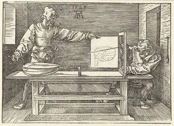 Artist Drawing a Lute
