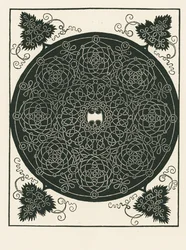 Knot with long hexagonal centre-piece and round scrolls