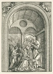 The Holy Family with Two Angels in a Portico